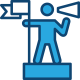 Icon of person holding a megaphone talking into it
