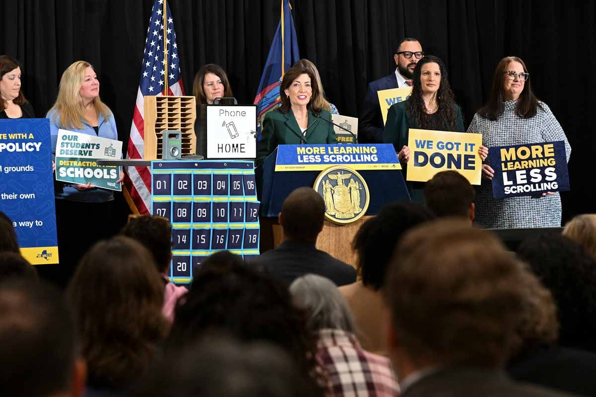 Governor speaking at a press conference